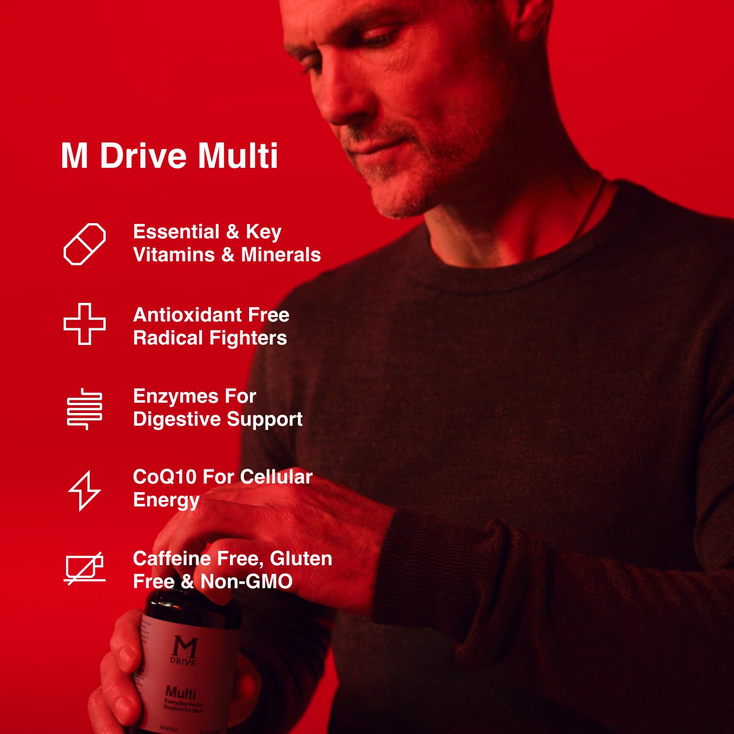 Mdrive Multivitamin for Men, Daily Multivitamin - Immune Health Support from Zinc, Selenium, Manganese & Vitamin D, Enzymes for Digestive Support, CoQ10 for Energy and Vitamin K2, 90 Capsules Mdrive uk supplements