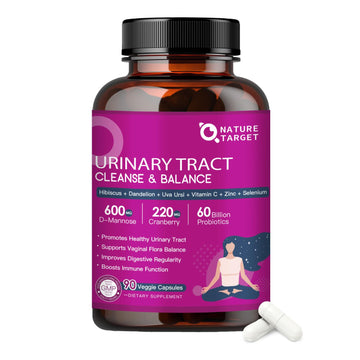 NATURE TARGET Probiotics for Women Urinary Tract Health with D Mannose & Cranberry - 60 Billion CFUs Vaginal Probiotics for Digestive Health, UTI & PH Balance with Prebiotics - 90 Capsules NATURE TARGET uk supplements