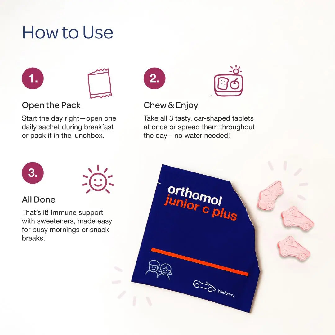 Orthomol Immun Junior C Plus, Kid's Multivitamin, Wildberry Flavor, 30-Day Supply Orthomol uk supplements
