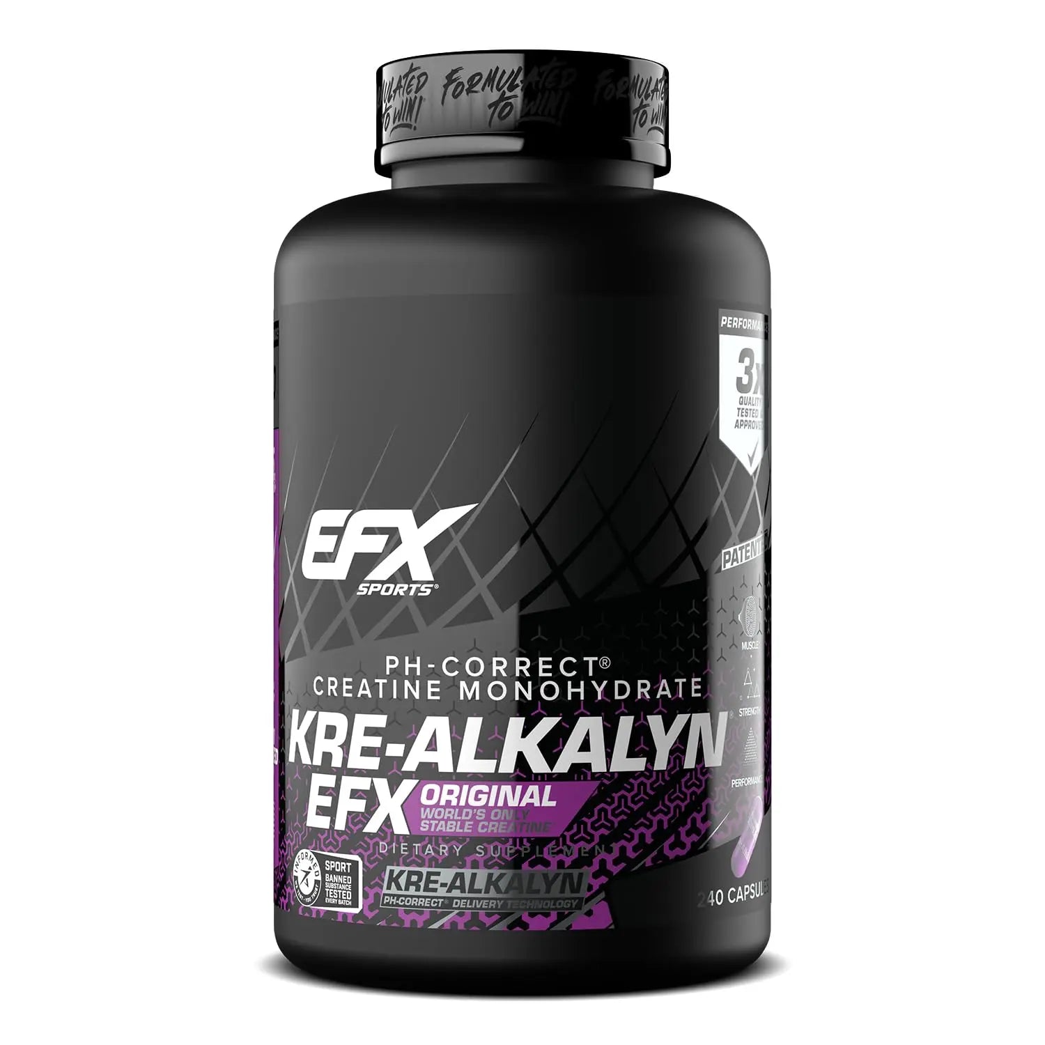 EFX Sports Kre-Alkalyn EFX | pH Correct Creatine Monohydrate Pill Supplement | Strength, Muscle Growth & Performance | 120 Servings, 240 Capsules EFX Sports uk supplements