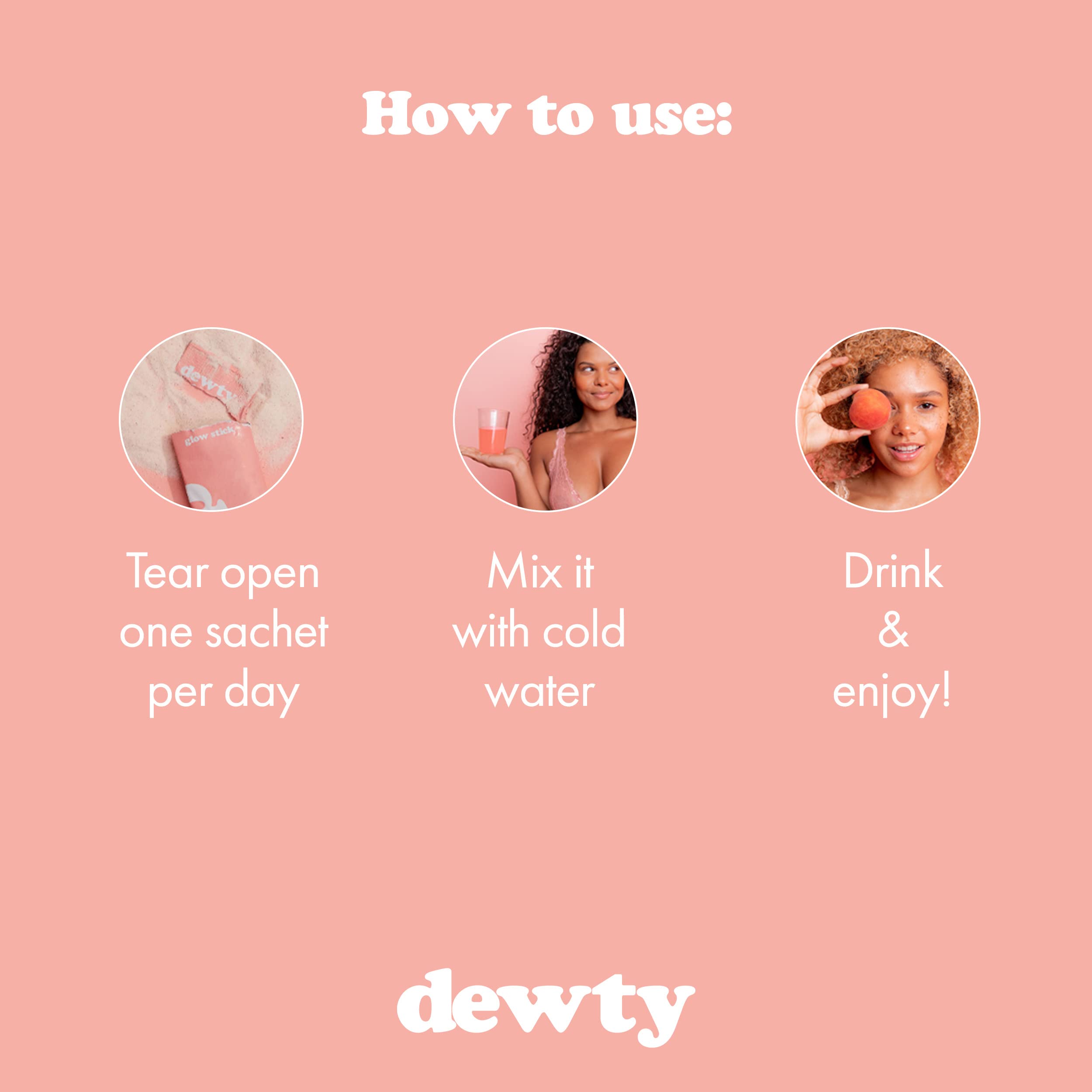 Dewty Collagen Drink - Peach Flavour Daily Collagen Supplements for Women - Individual Collagen Sachets Dewty uk supplements