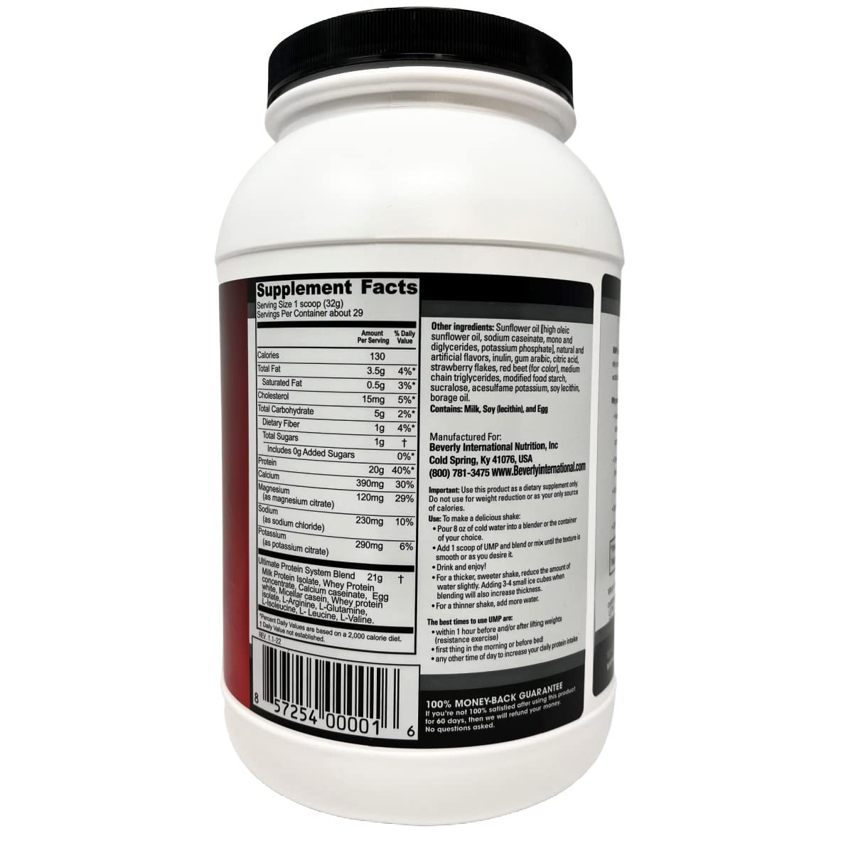 Beverly International UMP Protein Powder, Strawberry. Unique Whey-Casein Ratio Beverly International uk supplements