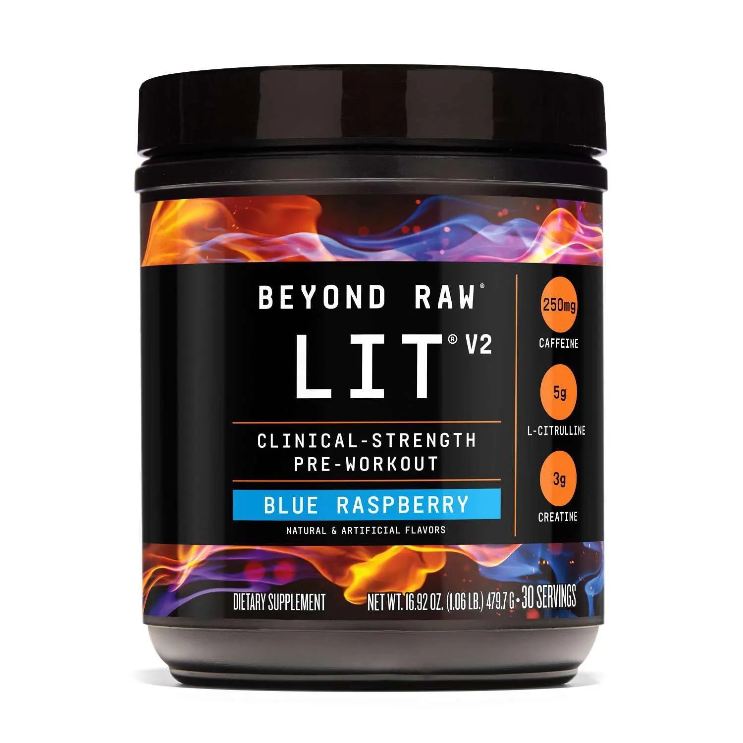 BEYOND RAW LIT V2 Clinical Strength Pre Workout Powder, Hits Harder, Bigger Pumps, Caffeine, L-Citrulline, Creatine, Blue Raspberry, 30 Servings BEYOND RAW uk supplements