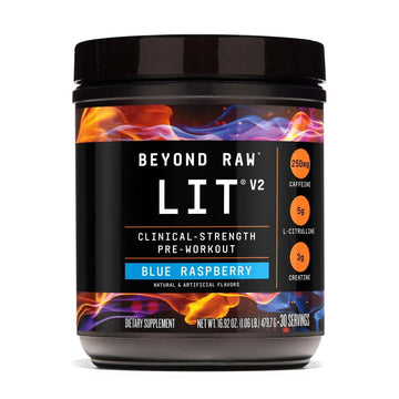 BEYOND RAW LIT V2 Clinical Strength Pre Workout Powder, Hits Harder, Bigger Pumps, Caffeine, L-Citrulline, Creatine, Blue Raspberry, 30 Servings BEYOND RAW uk supplements