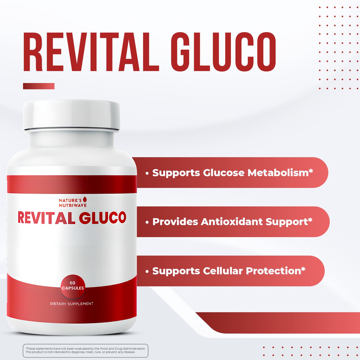 Revital Gluco – Daily Supplement with Vitamin C, Vitamin E, Magnesium, Biotin, Zinc & 10+ Botanical Ingredients – Made in USA, Non-GMO, Stimulant-Free Formula – 60 Caps (30 Servings), 1 Month Supply Nature’s NutriWave uk supplements