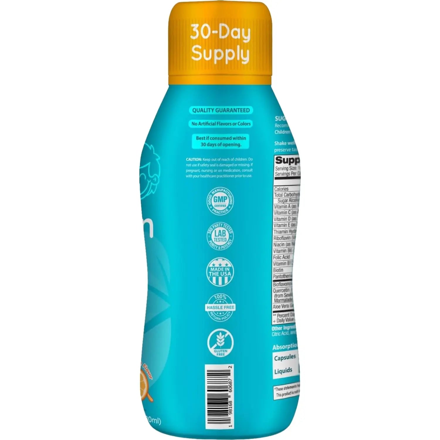 Sugar Free Liquid Multivitamin for Kids - High Absorption Kids Liquid Multivitamin with Vitamins A C D E & B Complex Plus Quercetin Immune Support Complex Clear Formulas uk supplements