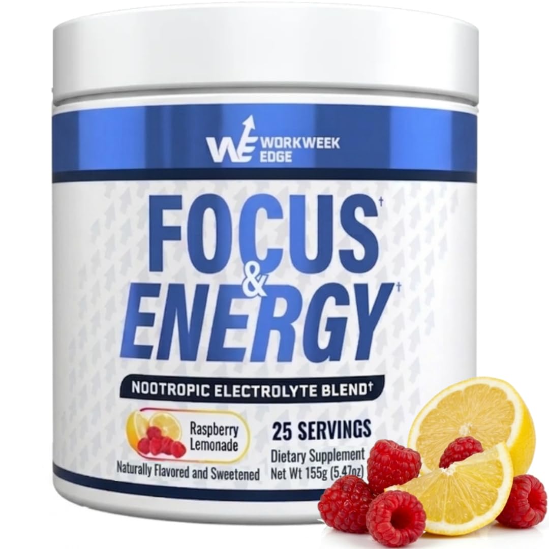 Workweek Edge Focus & Energy Drink Mix Powder – Zero Sugar, 100mg Caffeine + L-Theanine + L-Tyrosine Calm Nootropic Supplement for Steady Focus & Clean Energy – (25 Servings) Workweek Edge uk supplements