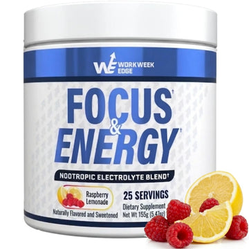 Workweek Edge Focus & Energy Drink Mix Powder – Zero Sugar, 100mg Caffeine + L-Theanine + L-Tyrosine Calm Nootropic Supplement for Steady Focus & Clean Energy – (25 Servings) Workweek Edge uk supplements