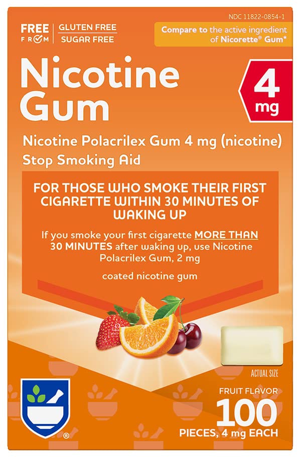 Rite Aid Nicotine Gum, 4 mg - 100 Count | Quit Smoking Aid | Nicotine Rite Aid uk supplements