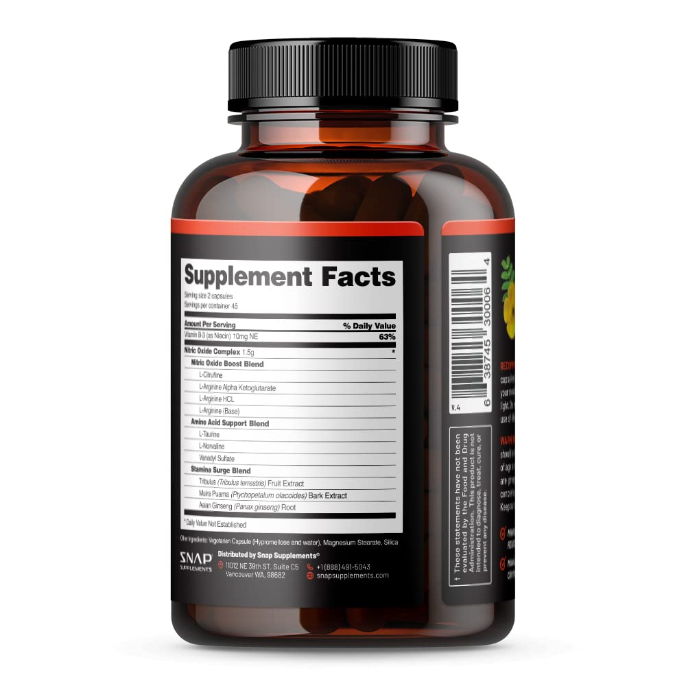 Snap Supplements Nitric Oxide Booster, Nitric Oxide Supplement for Blood Circulation Snap Supplements uk supplements