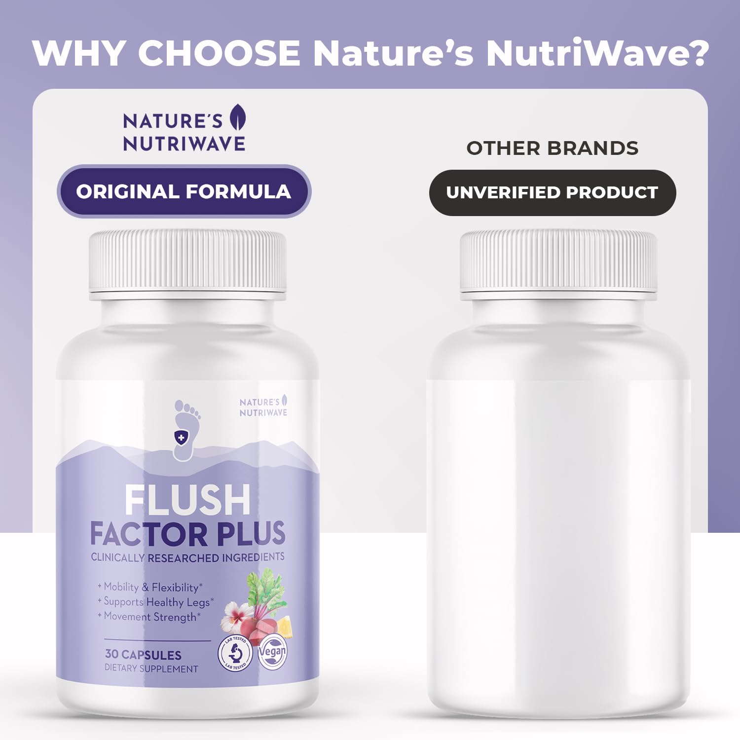 Nature’s NutriWave Flush Factor Plus - Original Formulated FlushFactorPlus for Leg Comfort, 100% Natural Ingredients, Made in USA, No Stimulants | 30 Capsules, 3 Month Supply Nature’s NutriWave uk supplements