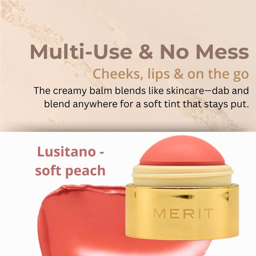 MERIT Flush Balm Cream Blush – Lusitano Soft Peach | Hydrating Radiant Cheek & Lip Tint Stick with Vitamin E | Lightweight, Buildable, Vegan & Cruelty-Free Blush Merit uk supplements