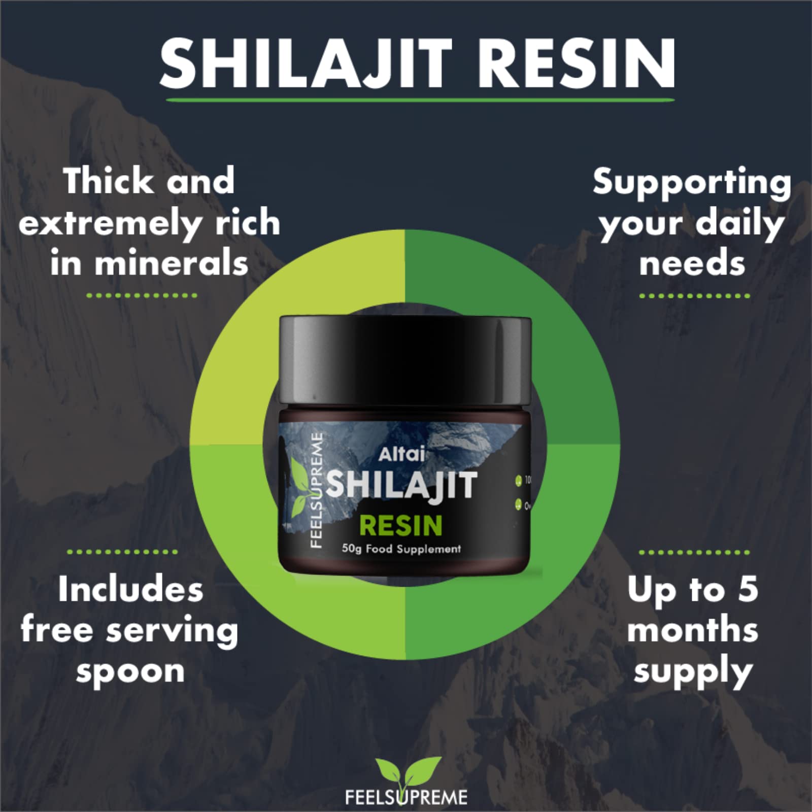 Natural Black Altai Shilajit Resin Large (50g) Pot | 100% Pure Additive Free | 80 Trace Feel Supreme uk supplements