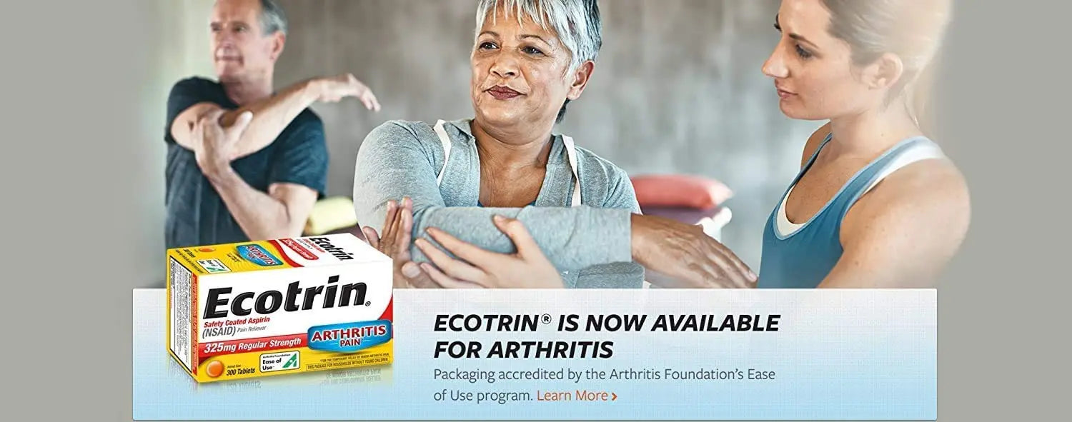 Ecotrin Regular Strength Safety Coated Aspirin | Arthritis Pain | 300 Tablets (2 Pack) Ecotrin uk supplements