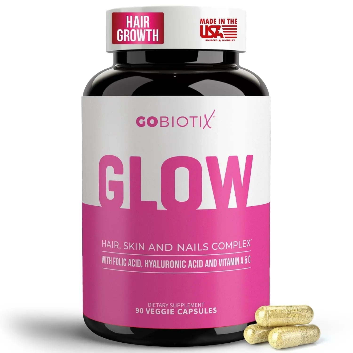 GOBIOTIX Hair Skin and Nails Vitamin Supplement - 10000mcg Biotin Pills with Hyaluronic Acid, Folate, Iron, Magnesium, and Zinc GOBIOTIX uk supplements