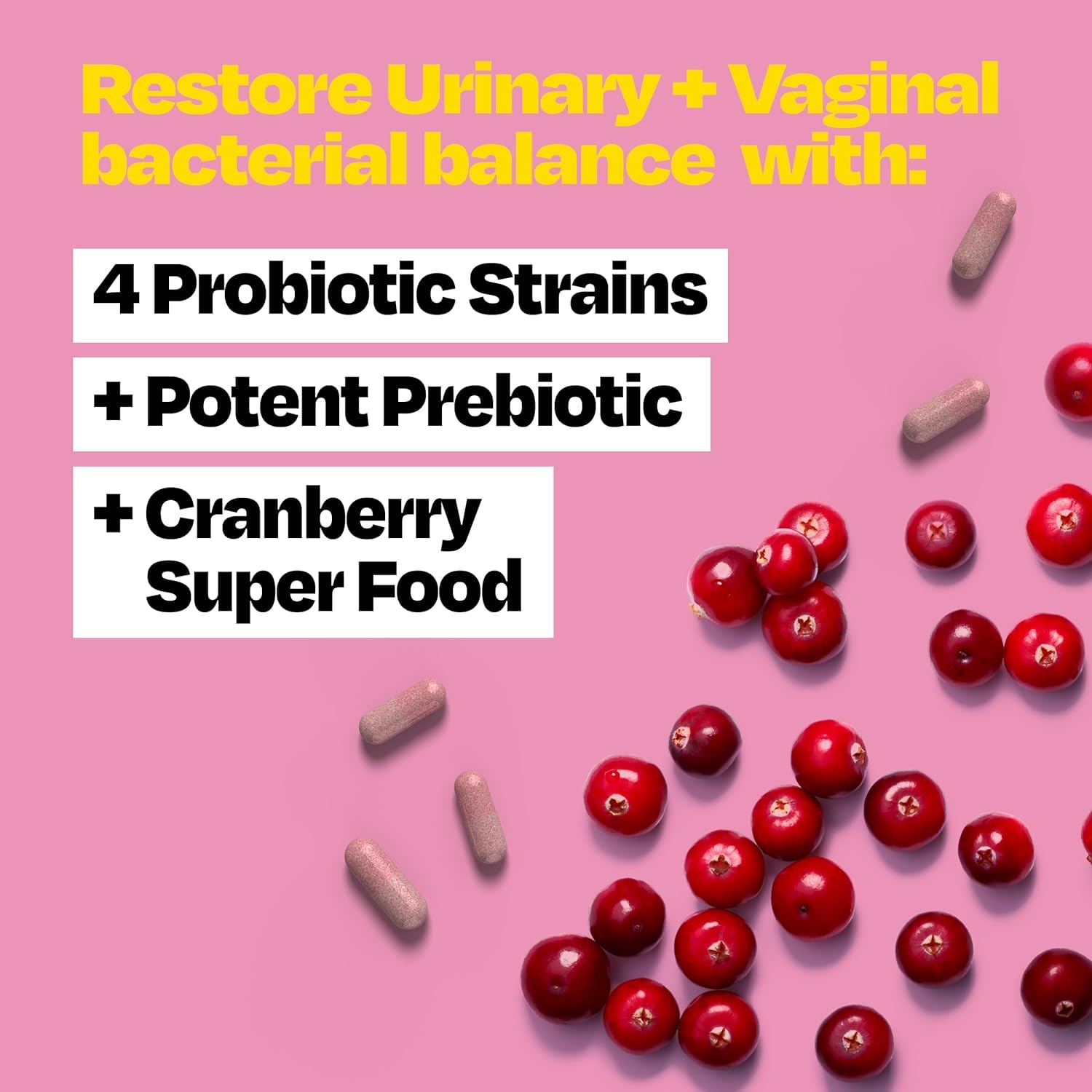 Cystex 3-in-1 Urinary Tract Probiotic for Women - Fast-Acting UTI & Yeast Infection Support with Prebiotics, Probiotics, & Cranberry - Supports Vaginal pH & Flora Balance - 30 Capsules Cystex uk supplements