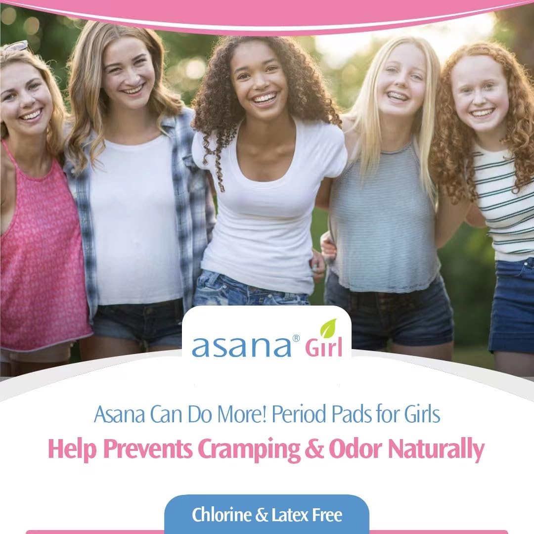 Asana Natural Teen Period Pads Combo Pack (Mini, Mini Long, Liner, and Women Reg - Chlorine Free Asana uk supplements