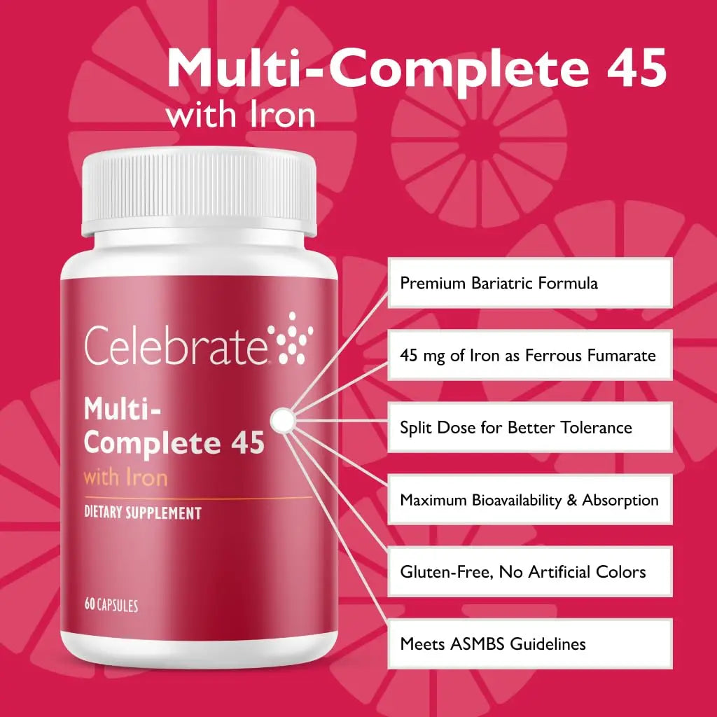 Celebrate Vitamins Multi-Complete | Bariatric Multivitamin with 45 mg Iron—Daily Essential Vitamins & Minerals Celebrate Bariatric Supplements uk supplements