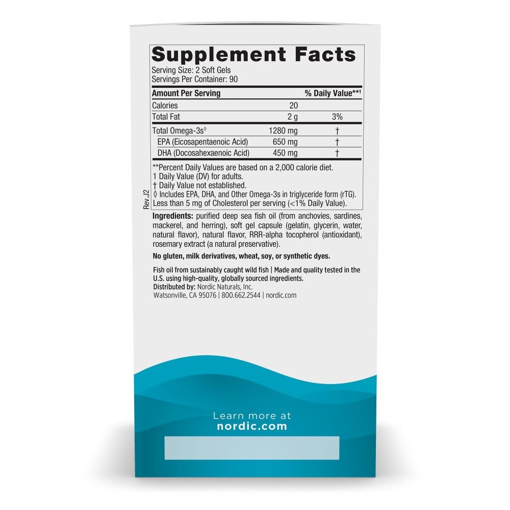 Nordic Naturals Ultimate Omega, Lemon Flavor - 180 Soft Gels - 1280 mg Omega-3 - High-Potency Fish Oil with EPA & DHA - Promotes Brain & Heart Health - Non-GMO - 90 Servings Nordic Naturals uk supplements