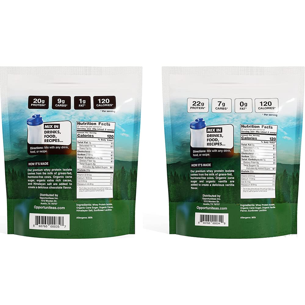 Opportuniteas Chocolate & Vanilla Whey Protein Powder Bundle - Grass Fed Whey Isolate Opportuniteas uk supplements