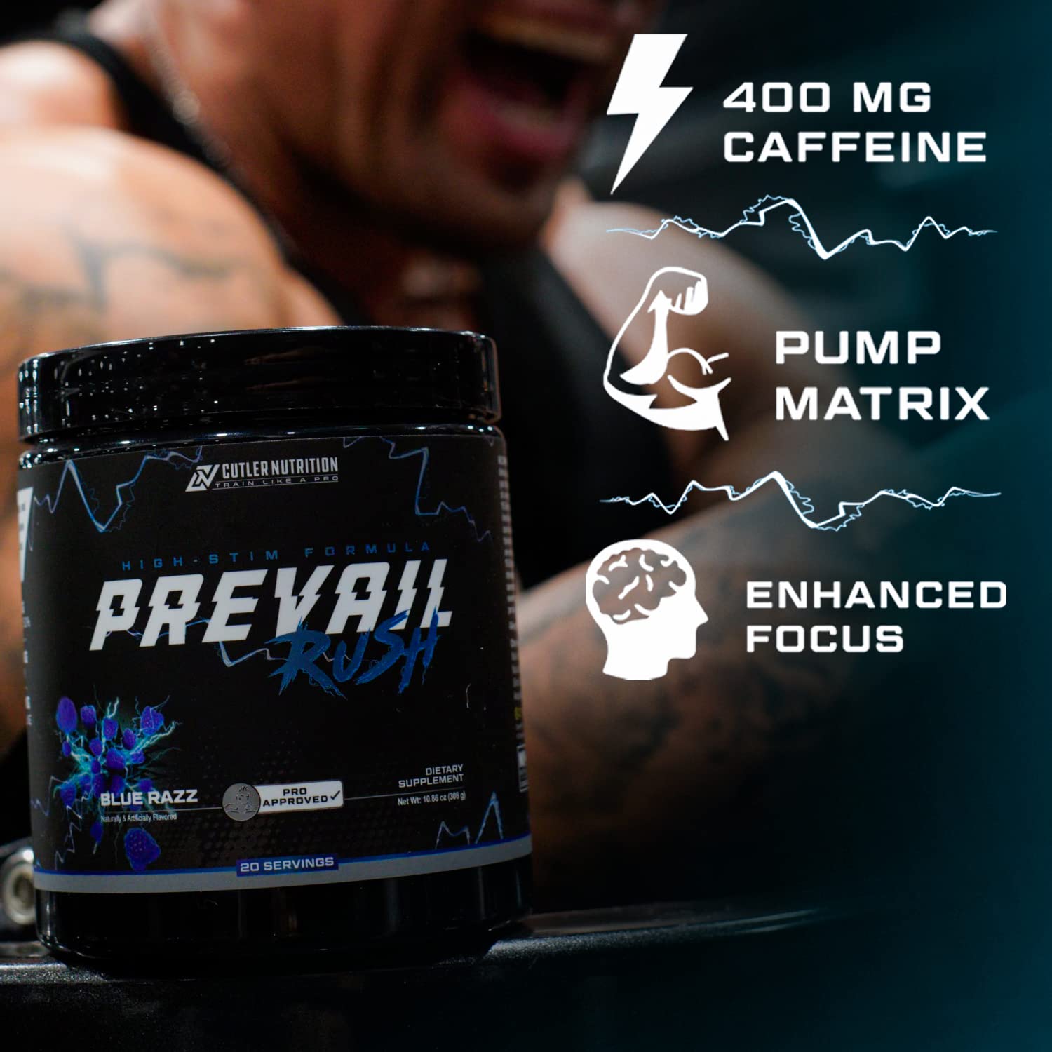 Cutler Nutrition High Stim Pre Workout Powder Prevail Rush Preworkout for Men & Women Cutler Nutrition uk supplements