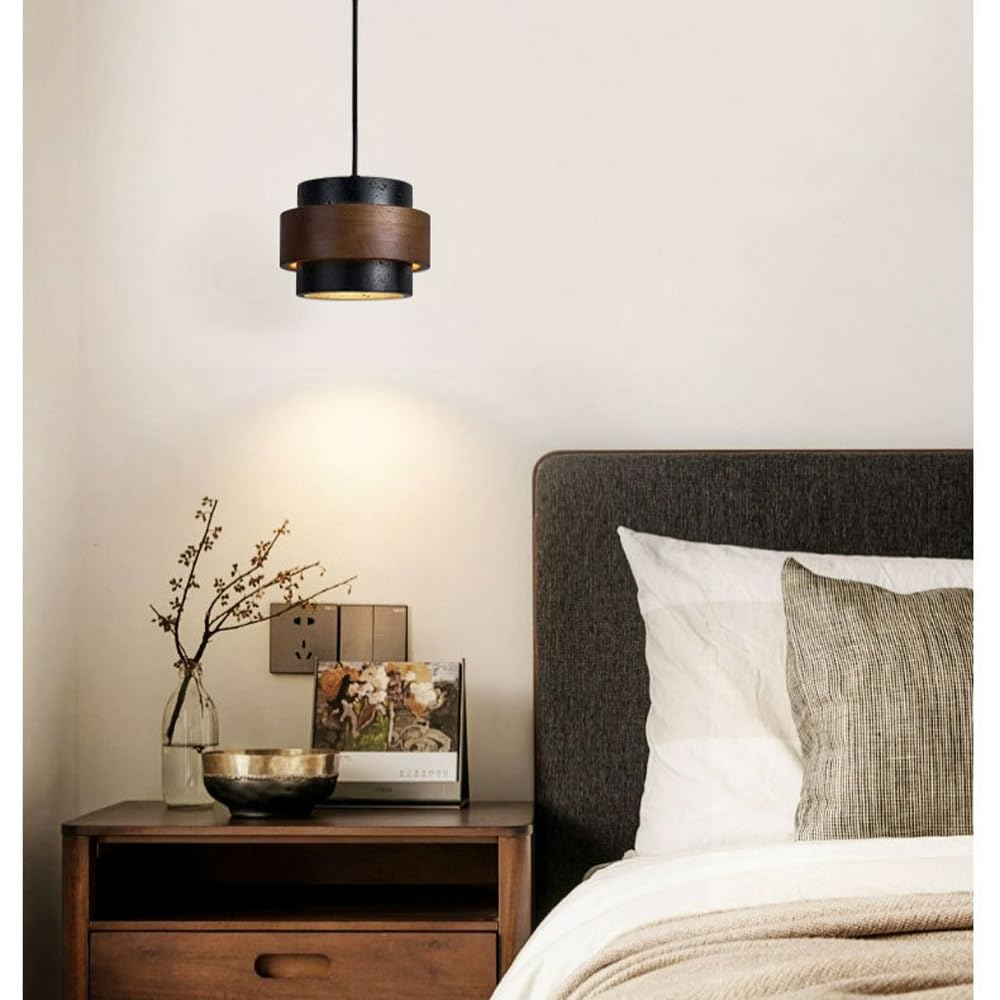 JIANGXMF Nordic Natural Travertine Pendant Light Wabi-sabi Stone Chandelier Retro Industry Hanging Ceiling Lamp for Bedroom Bedside Study Dining Table Lighting (Black) JIANGXMF uk supplements