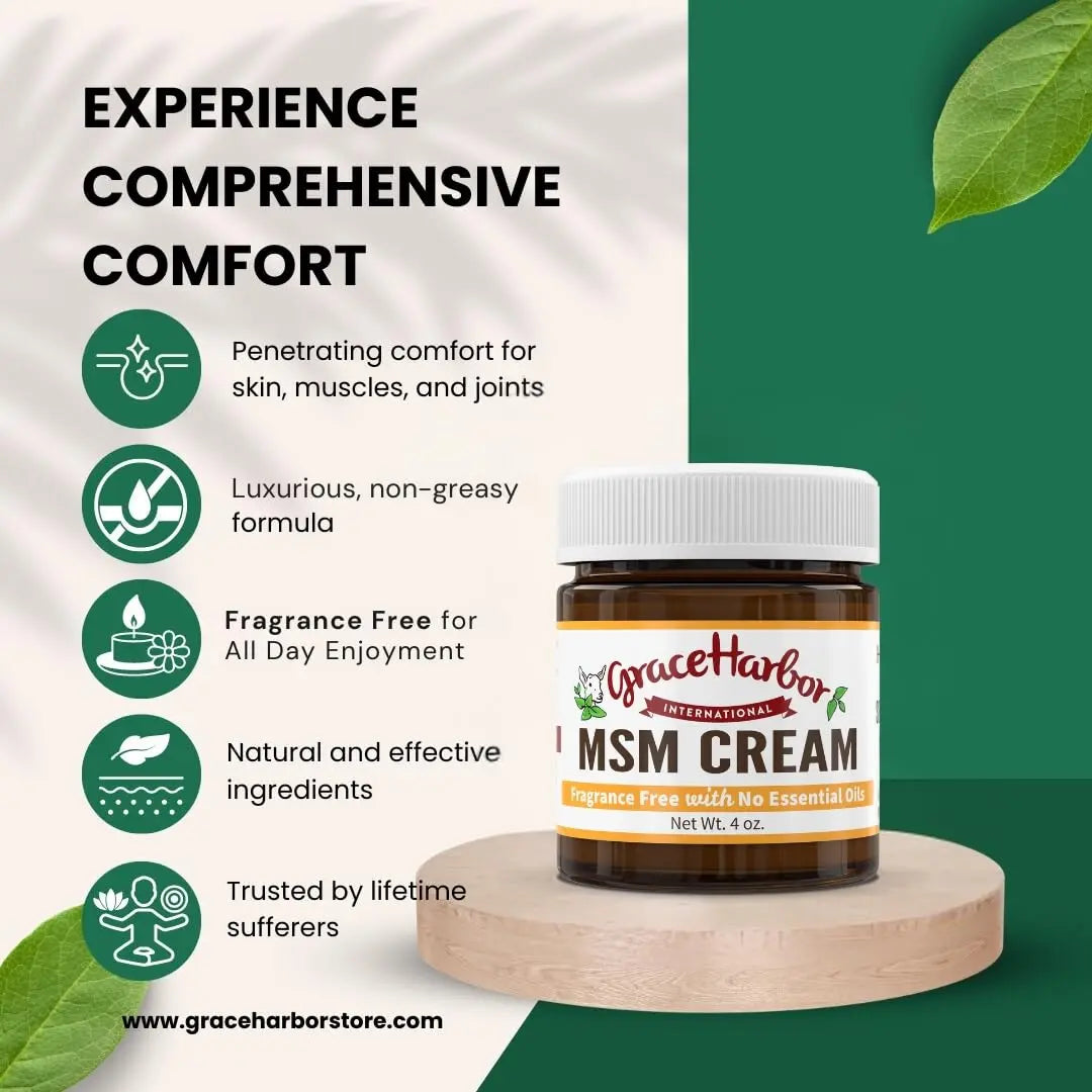 Grace Harbor MSM Cream – Variety 3 Pack – Daily Skin, Joint and Muscle Rub – Best Goat Milk Unscented Baby Lotion for Severly Dry Skin – Therapeutic Essential Oils and Fragrance Free – 4 oz Grace Harbor International uk supplements