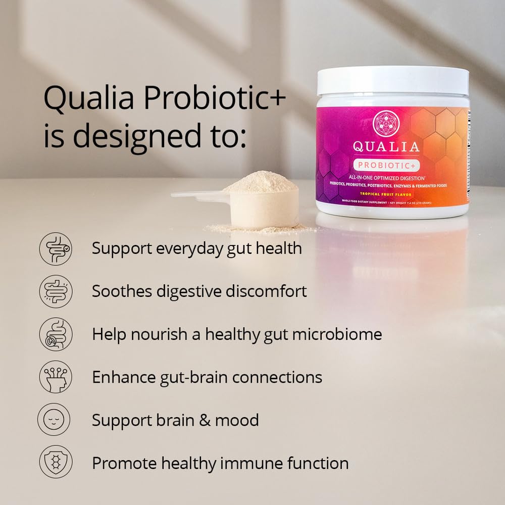 Qualia Probiotic - 28 Science-Backed Spore Probiotics, Prebiotics, and Postbiotics. Total Gut Support. Soothes Digestive discomfort. Ethically sourced. Promotes Akkermansia Growth. 1 Month Supply QUALIA LIFE SCIENCES uk supplements