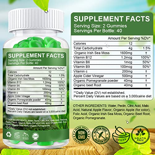 B BEWORTHS Apple Cider Vinegar & Sea Moss Gummies, Organic ACV Gummies B BEWORTHS uk supplements