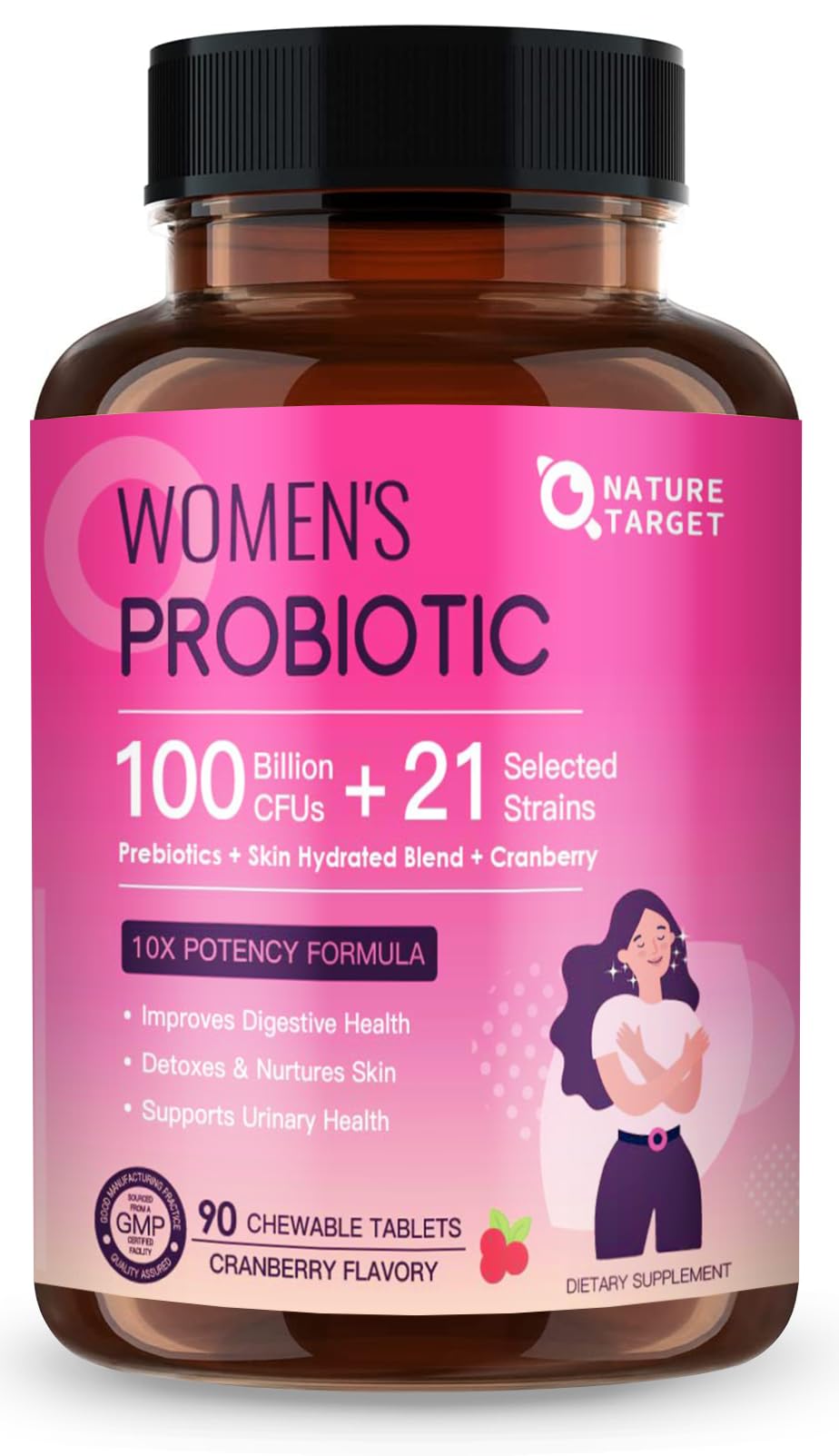 Probiotics for Women Digestive Health, Vaginal Probiotics with D-Mannose & Cranberry NATURE TARGET uk supplements