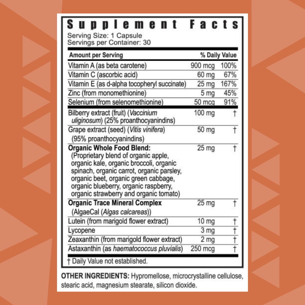 Youngevity Ocutiv™ - Eye Vitamin & Mineral Supplement - Contains Vitamin A, C, E, Zinc, Bilberry, Lutein, Lycopene, Zeaxanthin, Astaxanthin - 30 Capsules Youngevity uk supplements
