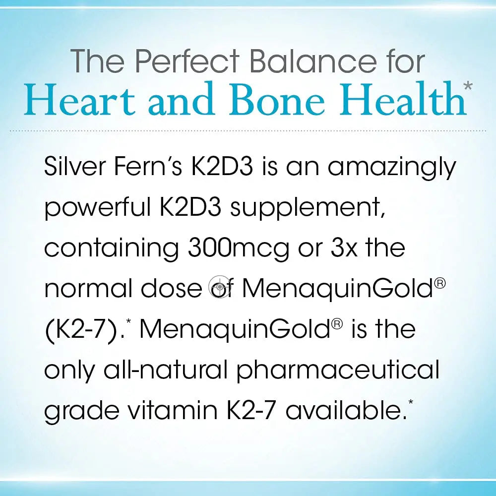 Silver Fern Vitamin K2-D3 Supplement Brand - Natural, Non-Synthetic - K2-7 as Menaquinone-7 (MK-7) - D3 as cholecalciferol Silver Fern uk supplements