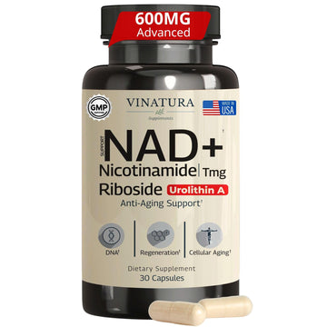 VINATURA NAD Supplement, Nicotinamide Riboside with Resveratrol - Advanced NAD+ Supplement with TMG and Urolithin A, for Women and Men - 30 Vegan Capsules VINATURA uk supplements