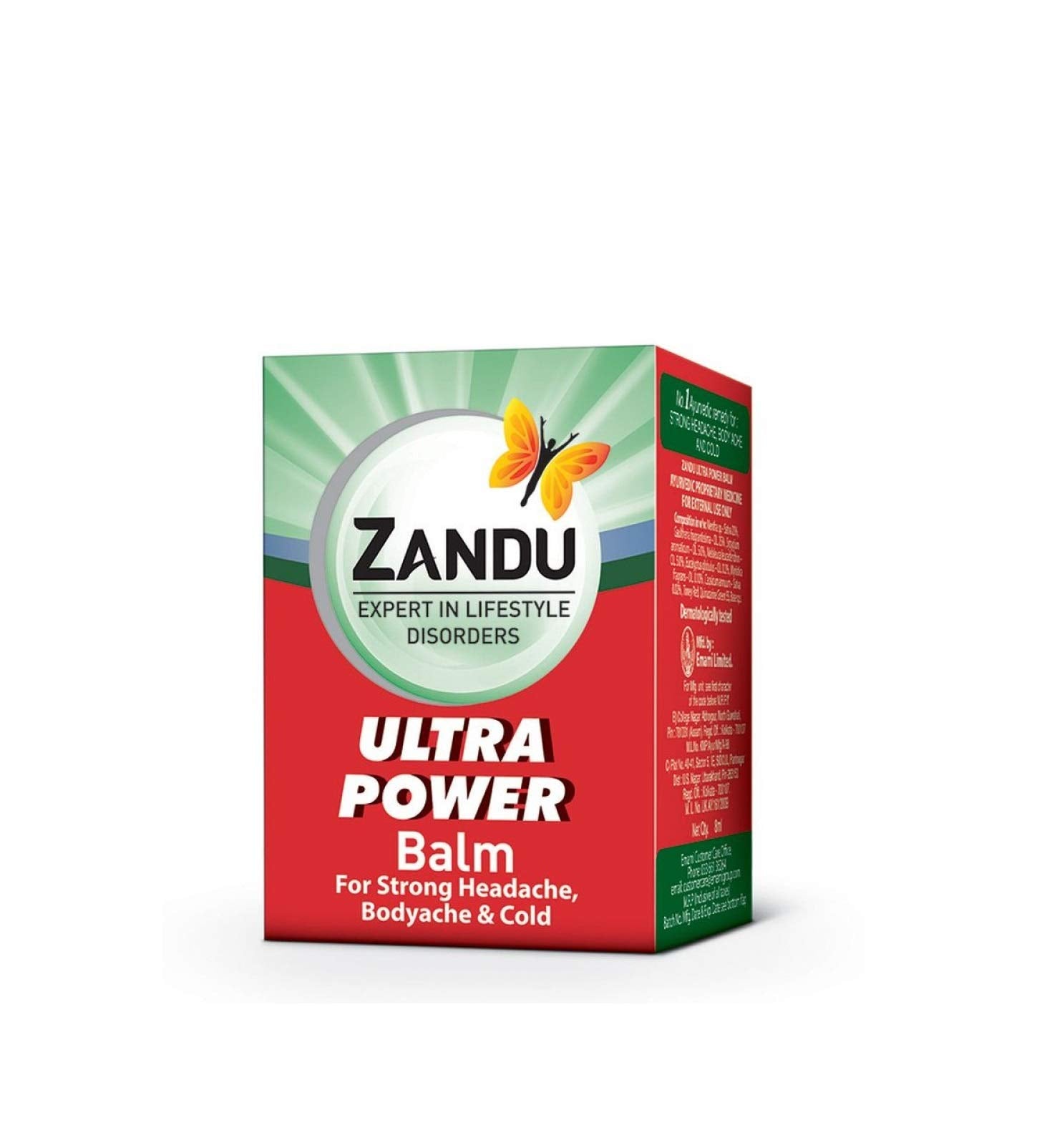 4 x Zandu Balm Ultra Power Balm Multipurpose Solution for Strong Headache Body Ache and Cold 8ml Zandu uk supplements