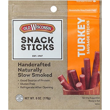 Old Wisconsin Turkey Sausage Snack Sticks, Naturally Smoked, Ready to Eat, High Protein Old Wisconsin uk supplements