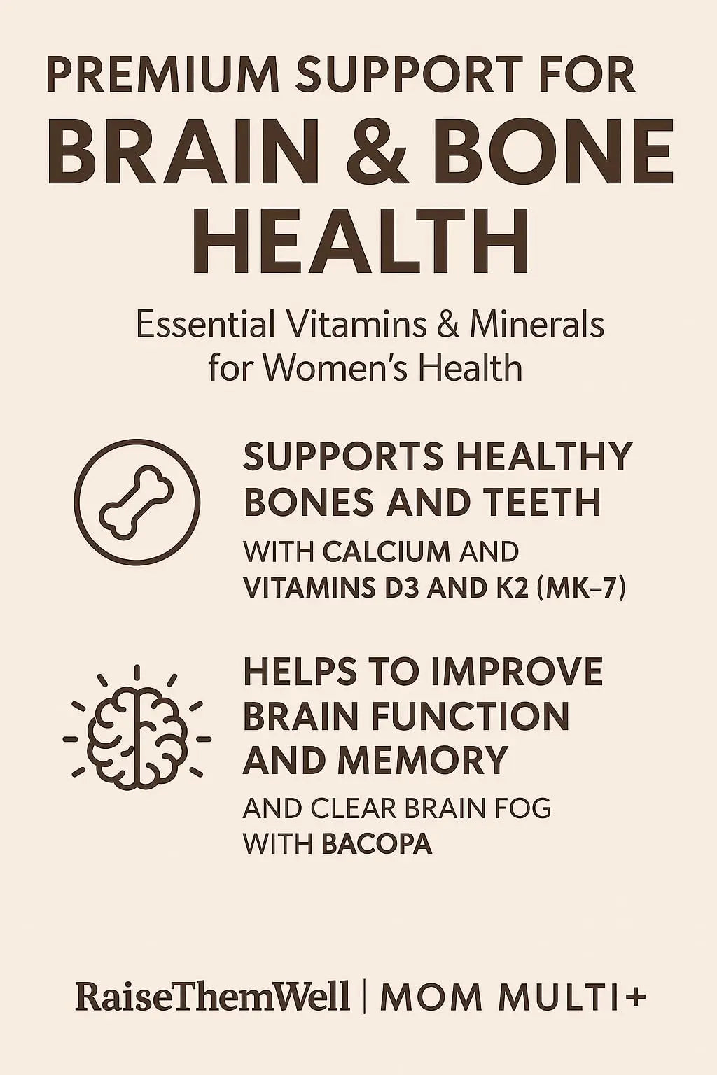 Raise Them Well Mom Multi+ Daily Multivitamin for Women with Active Folate, Adaptogens & Bacopa, Energy, Stress & Cognitive Support, 120 Veggie Capsules Raise Them Well uk supplements