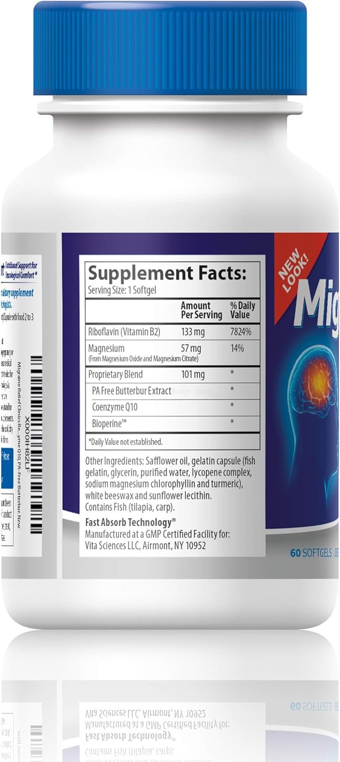 Vita Sciences Migravent – Advanced Nutritional Formula with Magnesium, CoQ10, Vitamin B2, and Butterbur for Brain and Circulatory Wellness – 60 Capsules Vita Sciences uk supplements