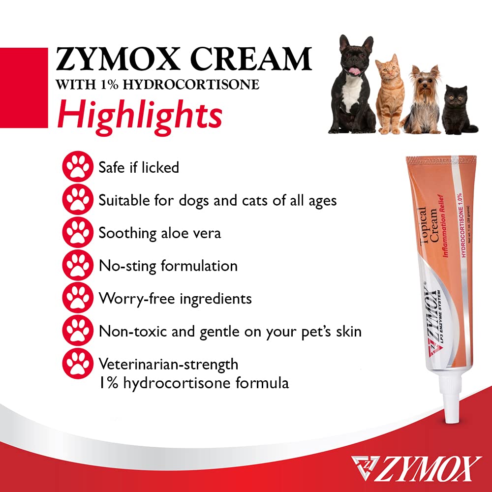 Zymox Veterinarian Strength Topical Cream with 1% Hydrocortisone for Dogs and Cats, 1oz Zymox uk supplements