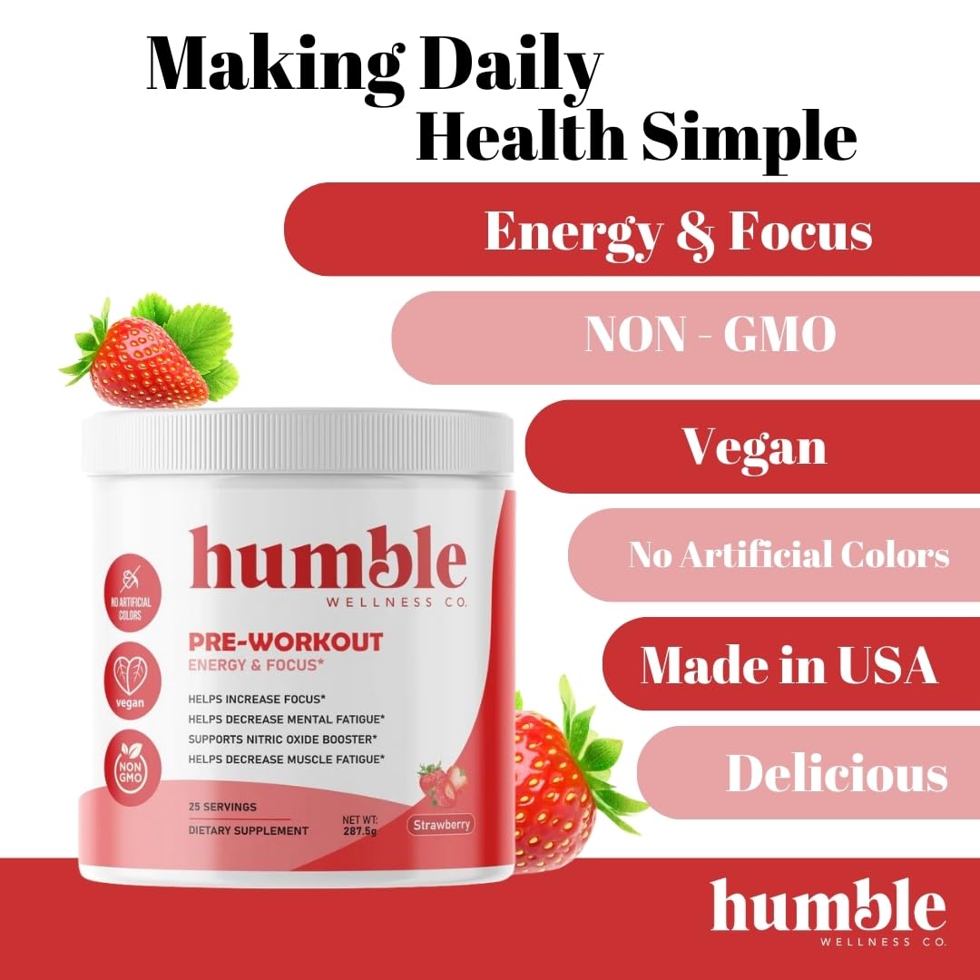 Humble Wellness Pre-Workout: Increase Focus, Decrease Mental Fatigue, Supports Nitric Humble Wellness uk supplements