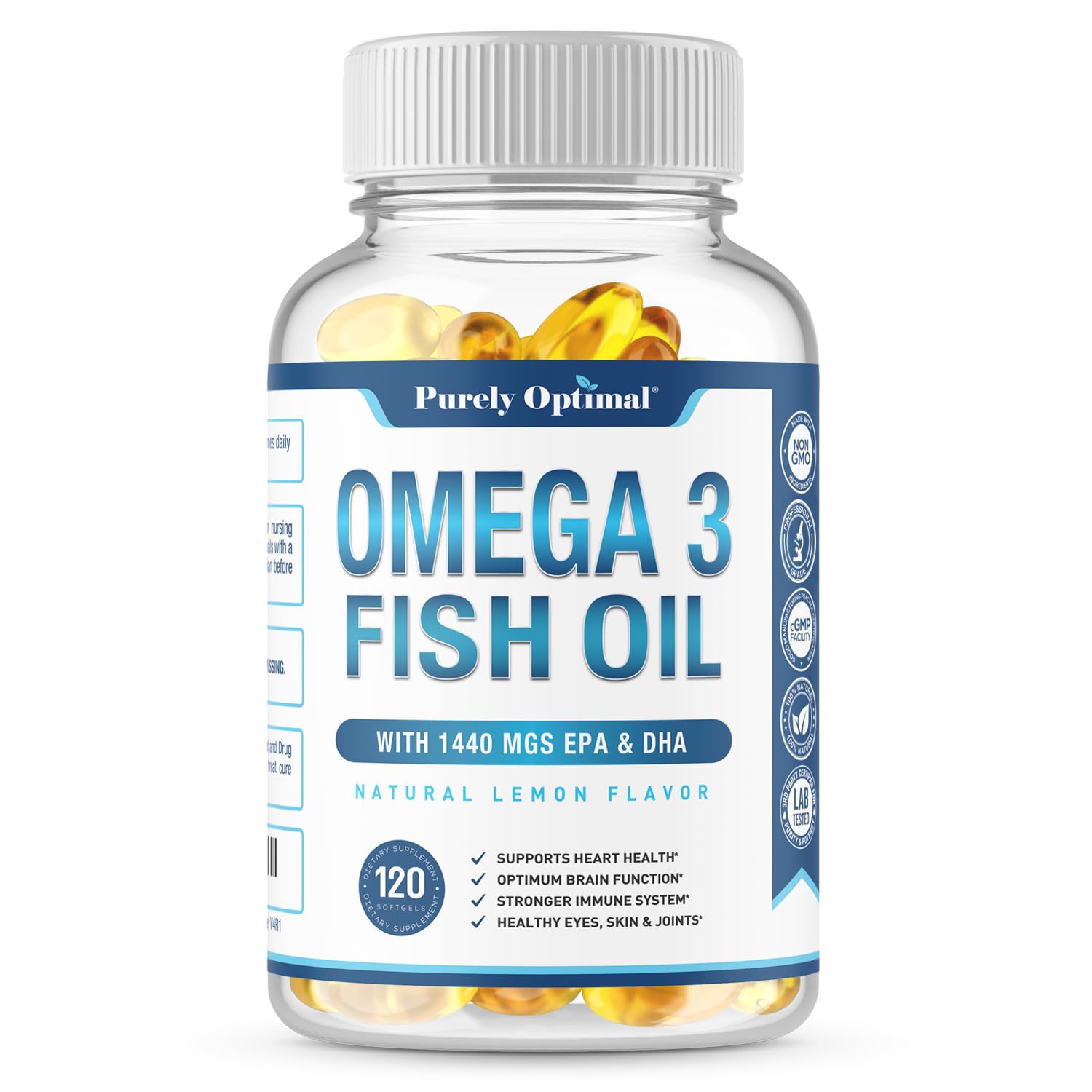 Premium Omega 3 Fish Oil Supplement 2400mg - Burpless Fish Oil Omega3 Softgels Purely Optimal uk supplements