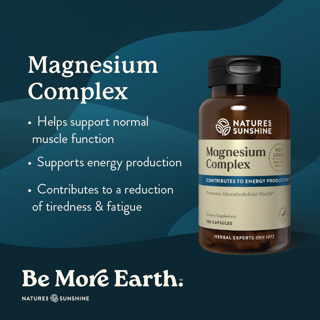 Nature’s Sunshine Magnesium Complex - High Potency Magnesium Supplement with Citrate & Malate for Relaxation, Optimal Absorption, Muscle Function, Energy Production - 50 Servings (100 Capsules) Nature's Sunshine uk supplements