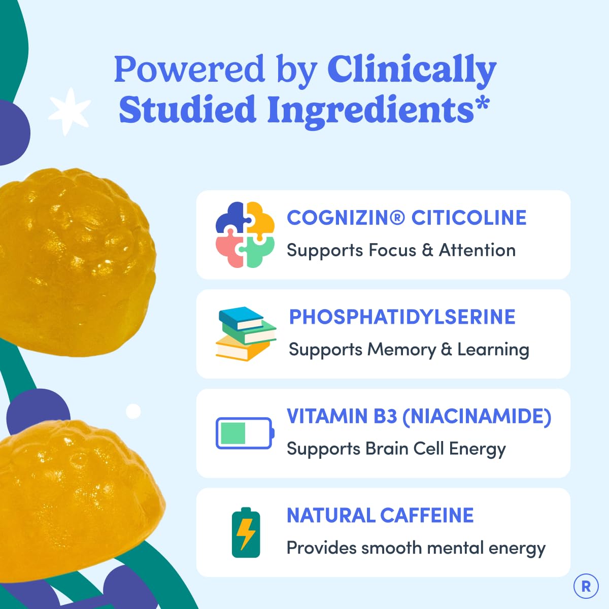 FIRST DAY Men’s Daily Nootropic Brain Supplement Gummies for Focus, Memory & Mental Energy | with Cognizin® Citicoline, Phosphatidylserine & Natural Caffeine | Vegan, Allergen-Free | 30-Day Supply FIRST DAY uk supplements