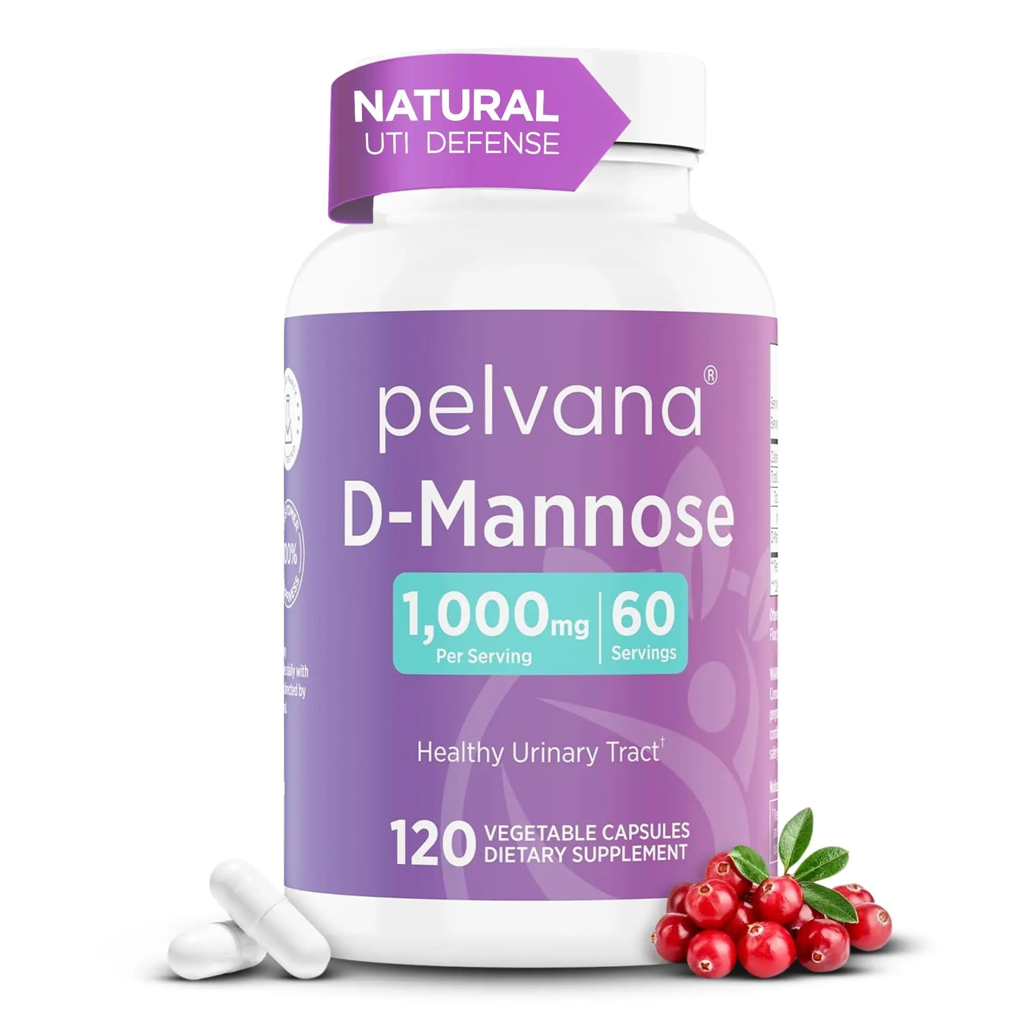 Pelvana D-Mannose 120 Capsules (500mg Each) – 1000mg per Serving – Assists & Maintains Healthy Urinary Tract, Flushes Impurities, Pure Ingredients, Gluten-Free – Third-Party Lab Tested, Made in USA Pelvana uk supplements