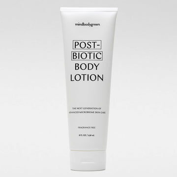 mindbodygreen postbiotic body lotion - Ultra-hydrating, firming, and clean body lotion with next-gen pre and postbiotics, aloe, oat oil, shea butter, coenzyme QIO. Vegan. Paraben and phthalate free. mindbodygreen uk supplements