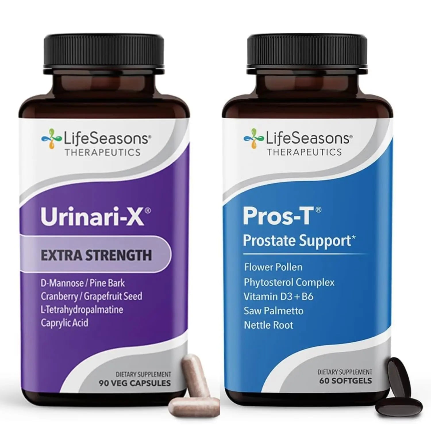 LifeSeasons Urinari-X Extra Strength + Pros-T Bundle – Urinary Tract & Prostate Health – Fast UTI Relief, Bladder Comfort, Supports Normal Urinary Flow – 90 Capsules & 60 Softgels LifeSeasons uk supplements