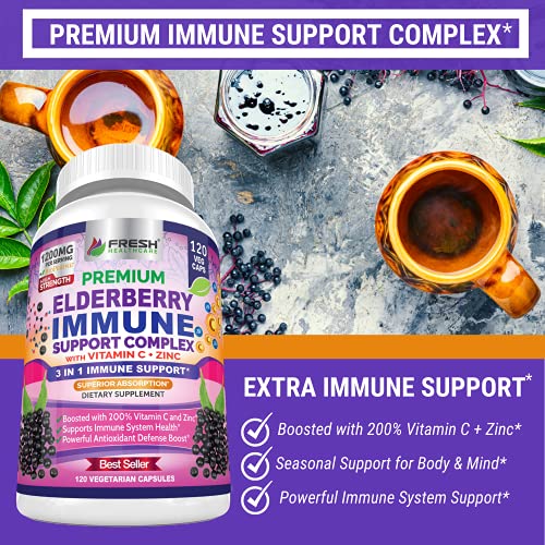 FRESH HEALTHCARE Elderberry Capsules - High Potency Black Elderberry with Zinc FRESH HEALTHCARE uk supplements
