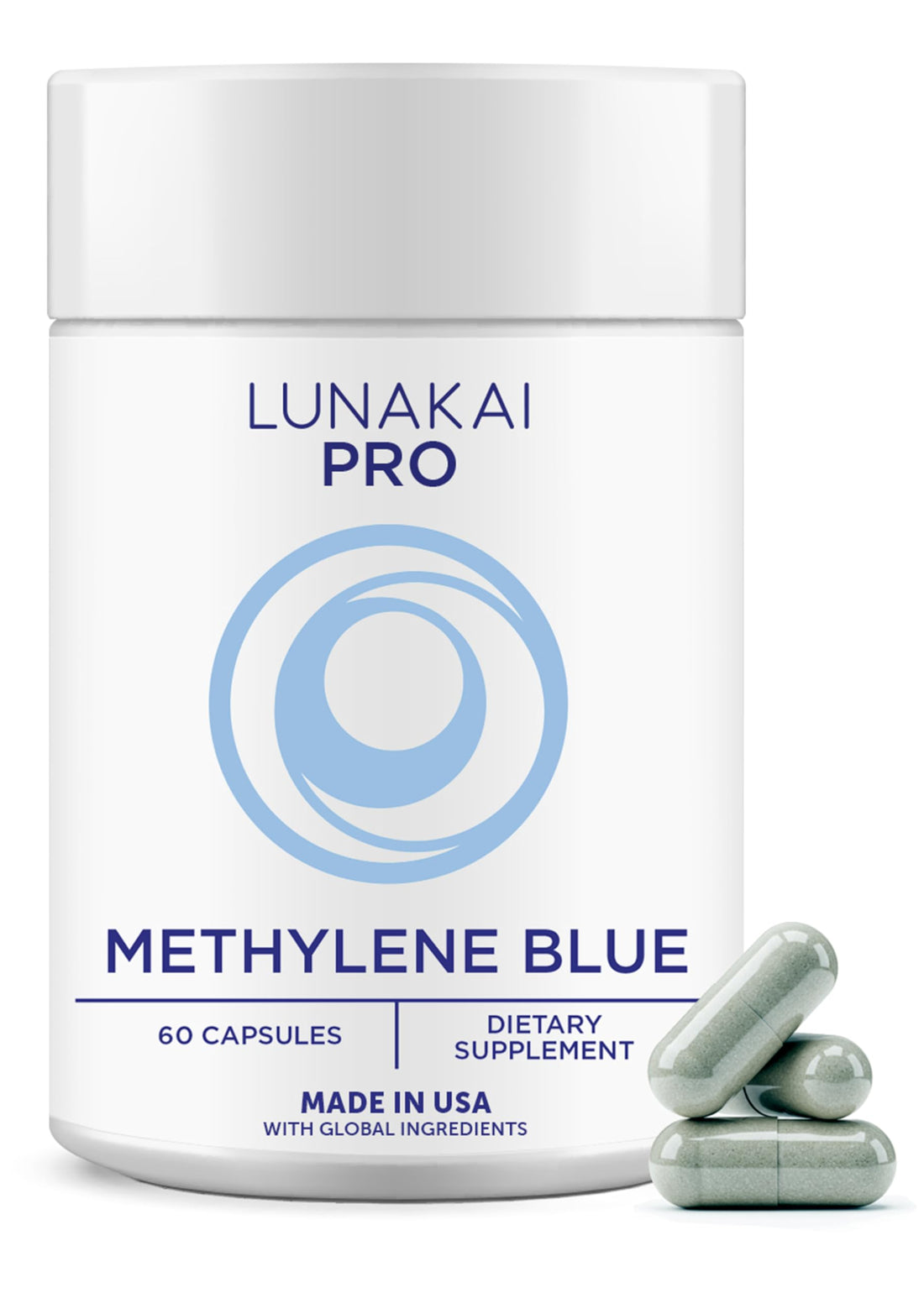 Lunakai PRO USA Made Methylene Blue Capsules Pharmaceutical Grade with Vitamin C, B6, B12 – 3rd-Party Tested Daily Brain & Focus Support Supplement for Humans, 60ct Lunakai uk supplements