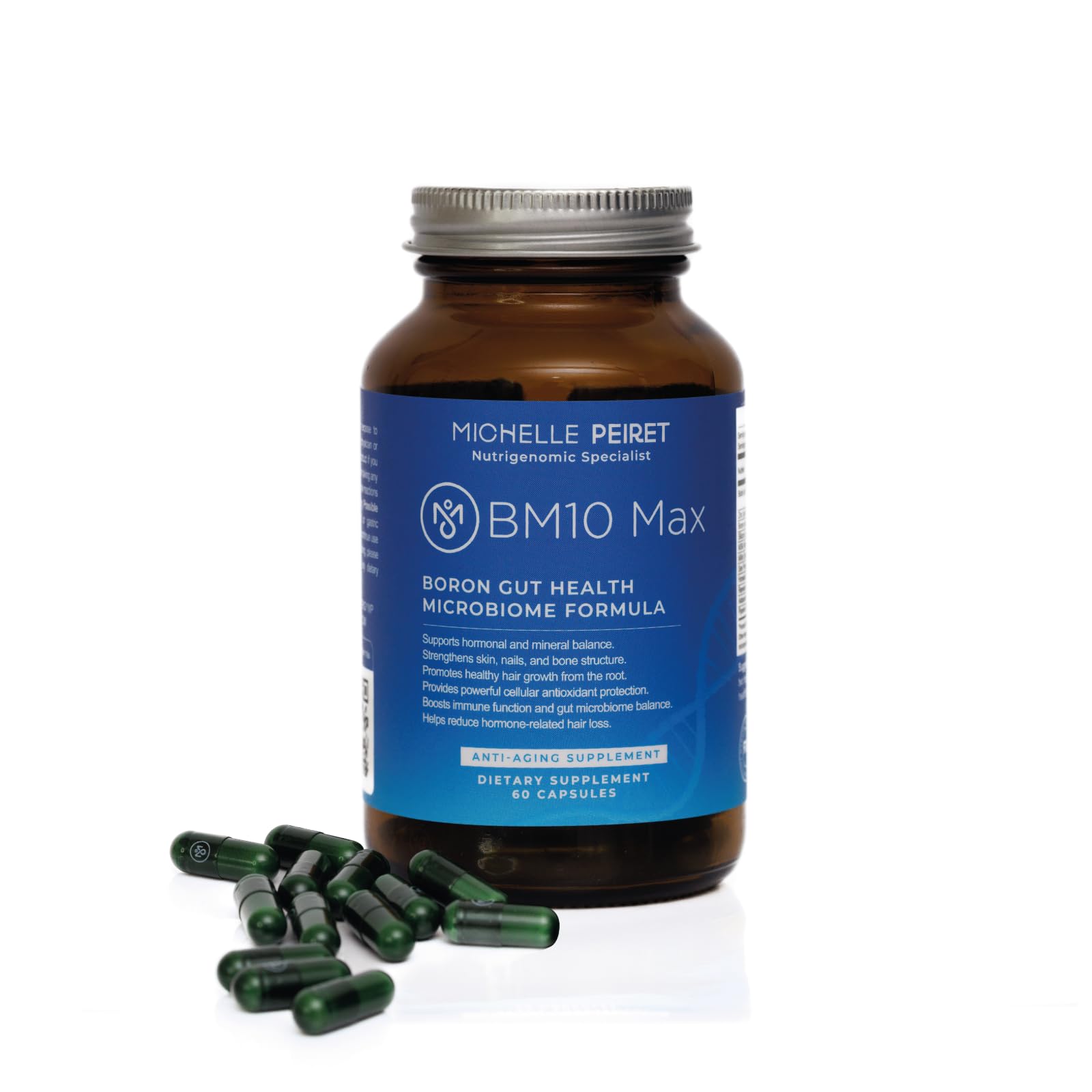 Michelle Peiret BM10 Max | Boron Supplement for Men & Women | Boron Complex with Zinc, Biotin 10,000 mcg, MSM, Silica, Saw Palmetto | Hair Skin & Nails + Trace Mineral Support | 60 Veg Capsules Michelle Peiret uk supplements