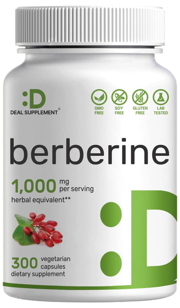 Berberine Supplement, 1,000mg Per Serving, 300 Veggie Capsules – 97% Pure Berberine DEAL SUPPLEMENT uk supplements