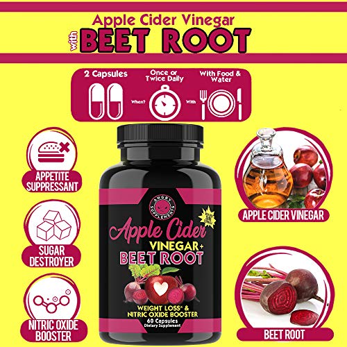 Angry Supplements Apple Cider Vinegar + Beet Root Capsules, Detox Pills, Nitric Oxide Angry Supplements uk supplements